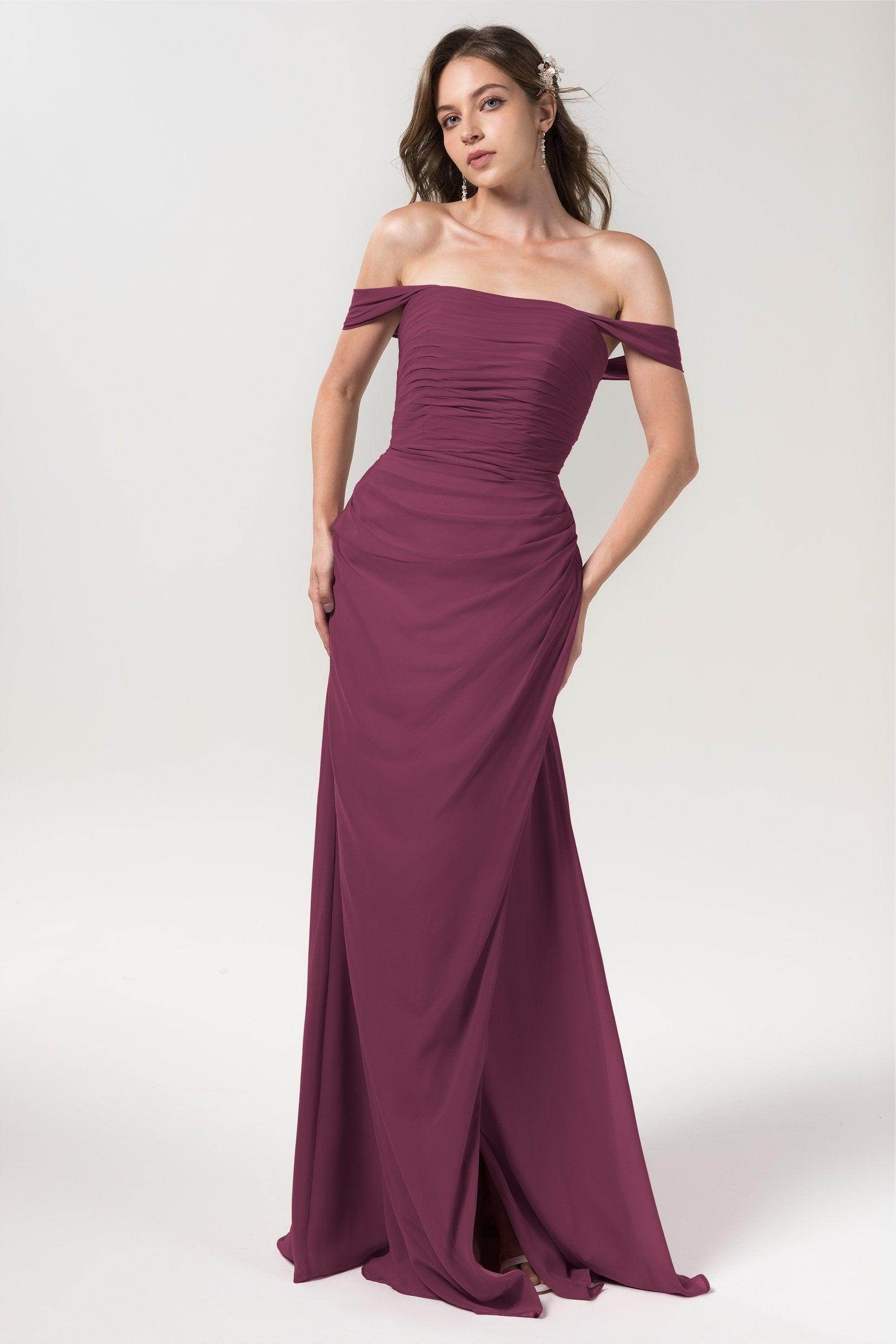 Sheath-Column Floor Length Chiffon Bridesmaid Dress Formal Dresses CB0561 - COCOMELODY